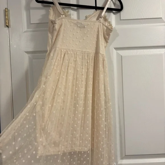 Entry Ivory Embroidered Maxi Dress with Sheer Polka Dot Overlay - Picture 10 of 15